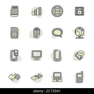 Les icônes de connexion mobile sont définies Illustration de Vecteur