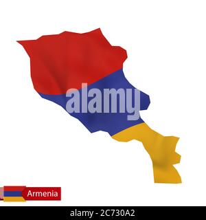 Carte de l'Arménie avec drapeau de l'Arménie. Illustration vectorielle. Illustration de Vecteur
