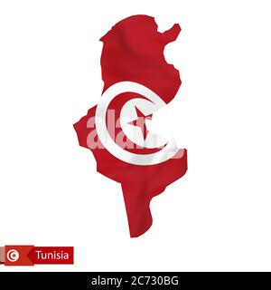 Carte de Tunisie avec drapeau du pays. Illustration vectorielle. Illustration de Vecteur