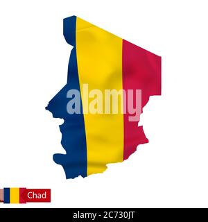 Carte du Tchad avec pavillon du pays. Illustration vectorielle. Illustration de Vecteur