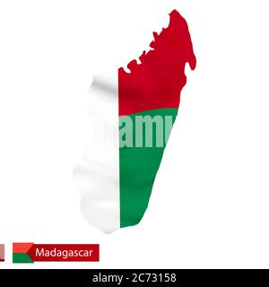 Carte de Madagascar avec pavillon de pays. Illustration vectorielle. Illustration de Vecteur