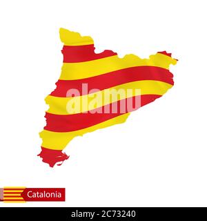 Carte de Catalogne avec drapeau du pays. Illustration vectorielle. Illustration de Vecteur