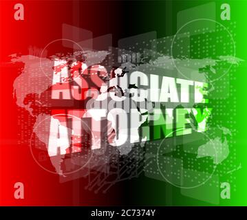 mots d'avocat associés sur l'écran numérique professionnel Banque D'Images