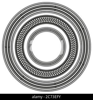 Jeu de châssis ronds de chenilles pour pneus noir et blanc. Vecteur pour la conception de cartes, invitations, bannières et votre créativité Illustration de Vecteur