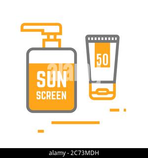 Icônes de conteneurs crème solaire isolées sur fond blanc Illustration de Vecteur