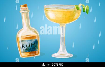 Maquette de rhum et de verre sur fond abstrait Illustration de Vecteur