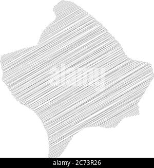 Kosovo - croquis au crayon scribble plan de silhouette de la région du pays avec ombre portée. Illustration simple à vecteur plat. Illustration de Vecteur