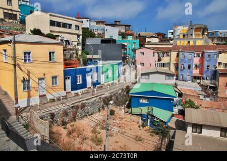 La maison d'époque à Valparaiso, côte Pacifique, Chili Banque D'Images