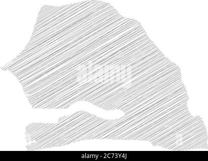 Sénégal - carte silhouette noire unie de la région du pays. Illustration simple à vecteur plat. Illustration de Vecteur