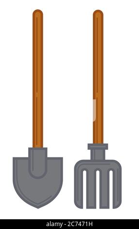 Truelle et fourchette pour le jardinage, vecteur d'équipement agricole Illustration de Vecteur