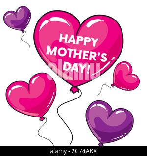 Carte postale « Happy Mother's Day » avec un grand cœur. Illustration vectorielle. Illustration de Vecteur