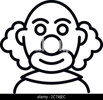 Icône clown chauve. Contour bald clown icône de vecteur pour la conception de Web isolée sur fond blanc Illustration de Vecteur