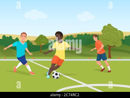 Les joueurs de football dans le stade. Illustration vectorielle de football man Players Illustration de Vecteur