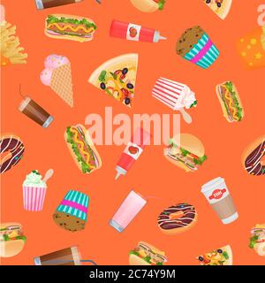 Street fast food sans coutures. Illustration vectorielle Illustration de Vecteur