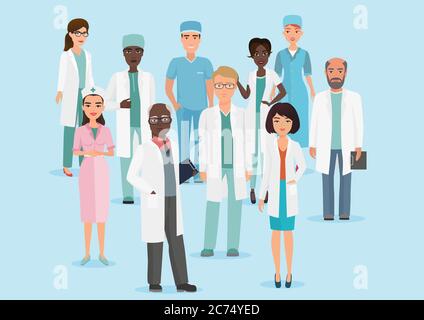 Illustration vectorielle d'un dessin animé des médecins et infirmières de l'équipe médicale de l'hôpital Illustration de Vecteur