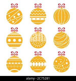 Illustration vectorielle de boules de Noël ornementales orange isolées sur blanc Illustration de Vecteur