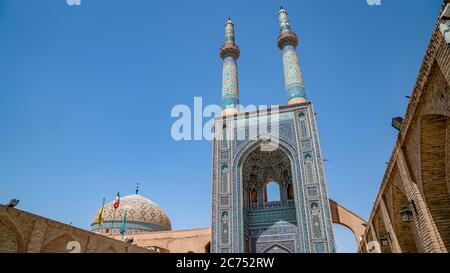 Yazd, Iran - Mai 2019 : minarets de la mosquée de Jameh de Yazd Banque D'Images