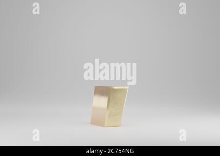 Symbole de coma 3d doré. Signe doré isolé sur fond blanc. Alphabet doré avec imperfections. caractère de police de rendu 3d. Banque D'Images
