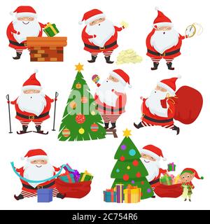 Collection de Noël Santa Claus isolé sur blanc Illustration de Vecteur