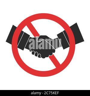 Icône interdiction de poignée de main. Signe d'isolement de vecteur interdit de poignée de main Illustration de Vecteur