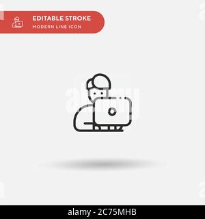 Icône de vecteur simple travailler à domicile. Modèle de conception de symbole d'illustration pour l'élément d'interface utilisateur Web mobile. Pictogramme moderne de couleur parfaite sur contour modifiable. Icônes travailler à domicile pour votre projet d'entreprise Illustration de Vecteur