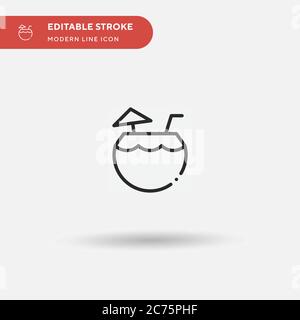 Icône vecteur simple de boisson de noix de coco. Modèle de conception de symbole d'illustration pour l'élément d'interface utilisateur Web mobile. Pictogramme moderne de couleur parfaite sur contour modifiable. Icônes de boissons de noix de coco pour votre projet d'entreprise Illustration de Vecteur