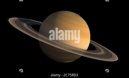 Affichage en gros plan des anneaux et des planètes Saturn 3D avec le chemin d'écrêtage inclus dans l'illustration, pour les arrière-plans d'exploration spatiale. Éléments de ceci Banque D'Images
