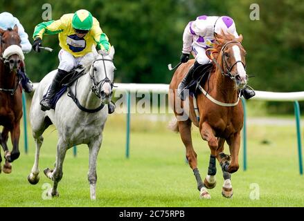 Bartholomew J (à droite), monté par le jockey Jack Quinlan, remporte le dernier prix du HNHS de Thank You de signsolutions.org handicap (Div 2) à l'hippodrome de Southwell. Banque D'Images