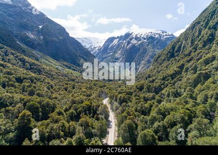 Vue aérienne des montagnes de Carretera route Austral - Aysén, Chili Banque D'Images