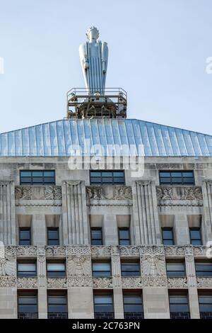 La statue de Cérès, déesse romaine du grain, sur le bâtiment du Chicago Board of Trade Banque D'Images