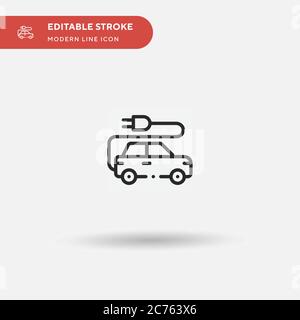 Icône vecteur simple voiture électrique. Modèle de conception de symbole d'illustration pour l'élément d'interface utilisateur Web mobile. Pictogramme moderne de couleur parfaite sur contour modifiable. Icônes de voiture électrique pour votre projet d'entreprise Illustration de Vecteur