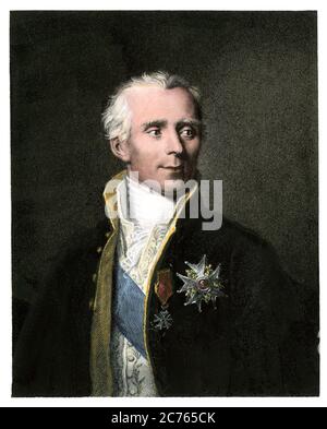 Pierre-Simon, marquis de Laplace, mathématicien français. Gravure en acier de couleur main Banque D'Images