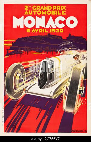 grand Prix de Monaco en 1930 - Publicité de voitures anciennes Banque D'Images