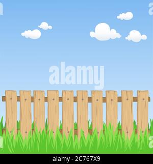 Clôture en bois vector illustration détaillée. De l'herbe peut être facilement enlevé. Banque D'Images