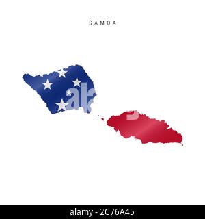 Carte détaillée du drapeau des Samoa. Carte avec drapeau masqué. Banque D'Images