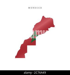 Carte détaillée du drapeau de l'agité du Maroc. Carte avec drapeau masqué. Banque D'Images