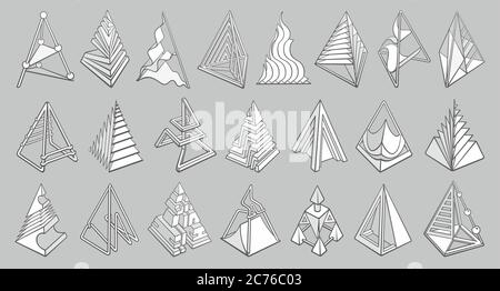 Ensemble de formes géométriques 3D de formes pyramidales Illustration de Vecteur