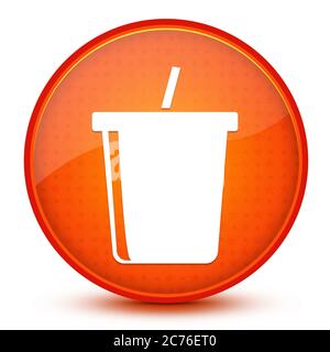icône de boisson froide fast food isolée sur l'étoile brillante orange bouton rond illustration abstraite Banque D'Images
