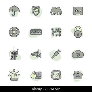 Sécurité et protection icons set Illustration de Vecteur