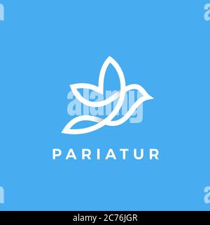 Modèle abstrait d'affiche, d'étiquette ou de logo Vector Flying Bird. Silhouette d'oiseau de style ligne avec ombres douces. Illustration de Vecteur