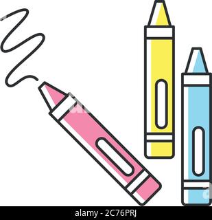 Icône de couleur RVB crayons. Crayons de cire pour le dessin. Jouets de développement de la créativité et des compétences moteurs. Reconnaissance des couleurs. Idée d'activité pour les tout-petits Illustration de Vecteur