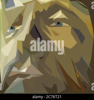 Visage d'homme dans des couleurs vert pâle Banque D'Images