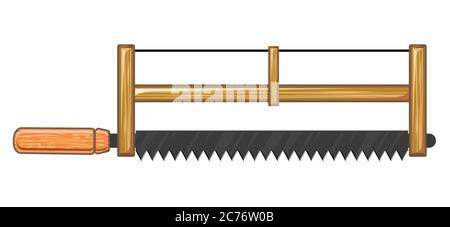 Scie à buck. Vecteur. Scie à menuisier ou menuisier pour scier du bois, du contreplaqué et d'autres matériaux. Style dessin animé plat. Objet isolé sur fond blanc. Illustration de Vecteur