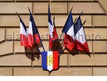 Plusieurs drapeaux français à l'extérieur du Consulat général de France, Edimbourg, Ecosse, Royaume-Uni Banque D'Images