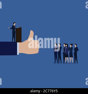 Homme d'affaires en public parlant avec un bon discours comme. Modèle de page d'arrivée d'entreprise. Illustration de Vecteur