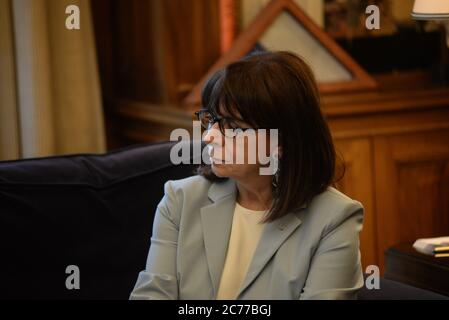 Athènes, Grèce. 14 juillet 2020. Président de la République hellénique Katerina Sakellaropoulou lors de la réunion avec le Président de la République de Chypre de Nicos Anastasiades. (Photo par Dimitrios Karvountzis/Pacific Press) crédit: Pacific Press Agency/Alay Live News Banque D'Images