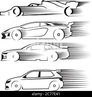 Icône de silhouette de voiture rapide Illustration de Vecteur