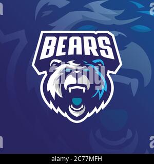vecteur de conception de logo de mascotte d'ours avec style de concept d'illustration moderne pour l'impression de badge, d'emblème et de t-shirt. illustration d'ours grizzly. Illustration de Vecteur