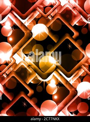 Texture abstraite sans couture avec cercles, étincelles, losange sur fond sombre. Illustration de Vecteur