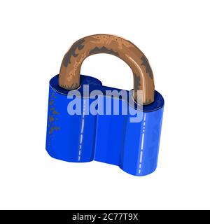 Verrou isolé sur fond blanc. Ancien cadenas métallique fermé. Verrou en acier pour plus de confidentialité. Sécurité. Love Forever concept.stock Vector Illustration de Vecteur